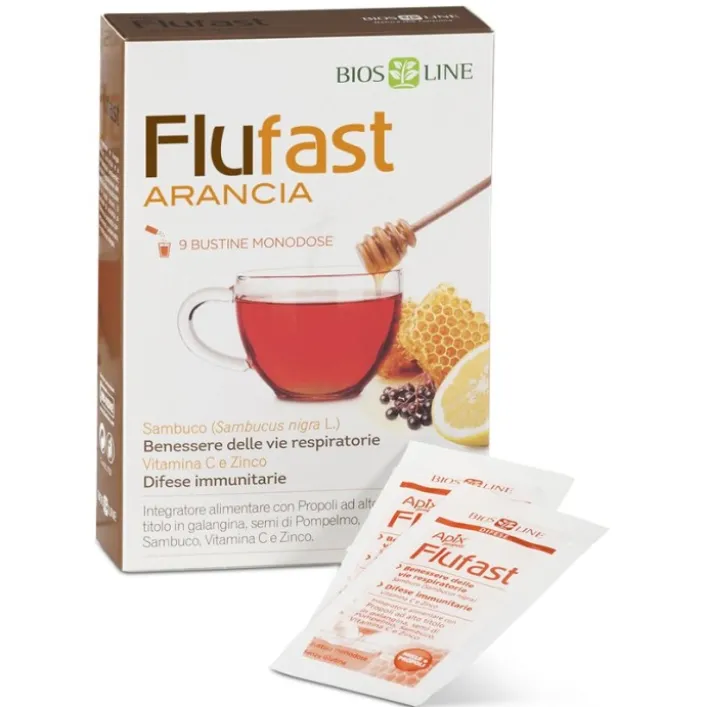 Apix Flufast Respiro 9 Bustine Gusto Arancia - Integratore Alimentare
