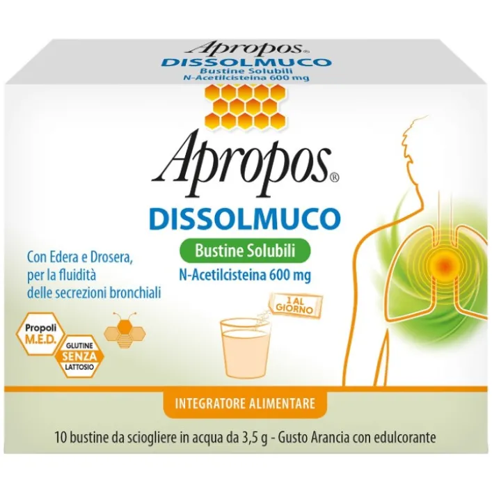 Apropos Dissolmuco 10 bustine - Integratore Secrezioni Bronchiali