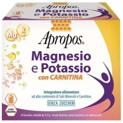Apropos Magnesio e Potassio con Carnitina 24 bustine - Integratore contro la Stanchezza