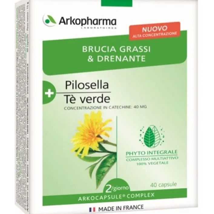 Arkocapsule Complex Pilosella Te' Verde 40 Capsule - Integratore Brucia Grassi e Drenante