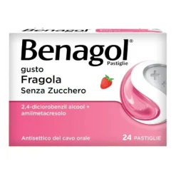 Benagol Pastiglie Fragola Senza Zucchero Antisettico per Cavo Orale 24 Pastiglie
