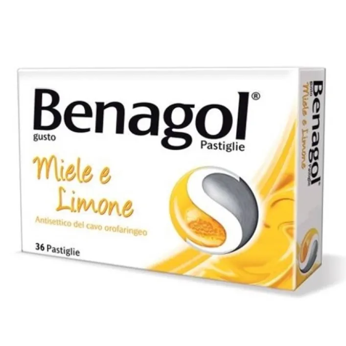 Benagol Pastiglie Limone e Miele Antisettico Cavo Orale 36 Pastiglie