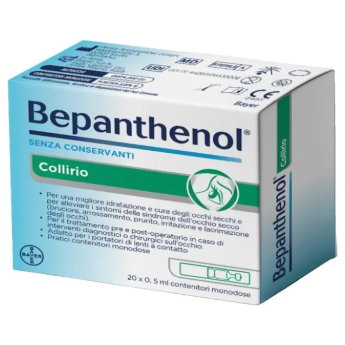 Bepanthenol Collirio Monodose 20 flaconcini - Occhi Secchi e Irritati