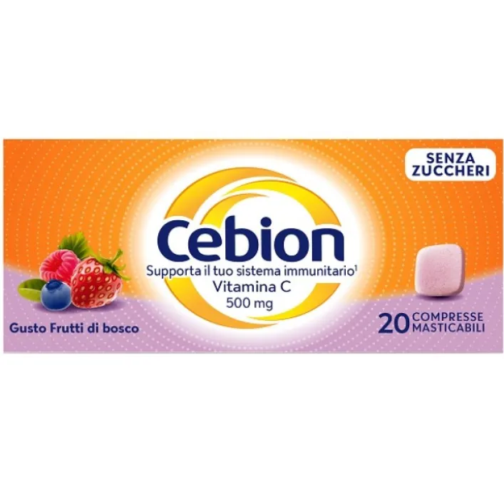Cebion Masticabile Senza Zucchero 20 Compresse - Integratore di Vitamina C