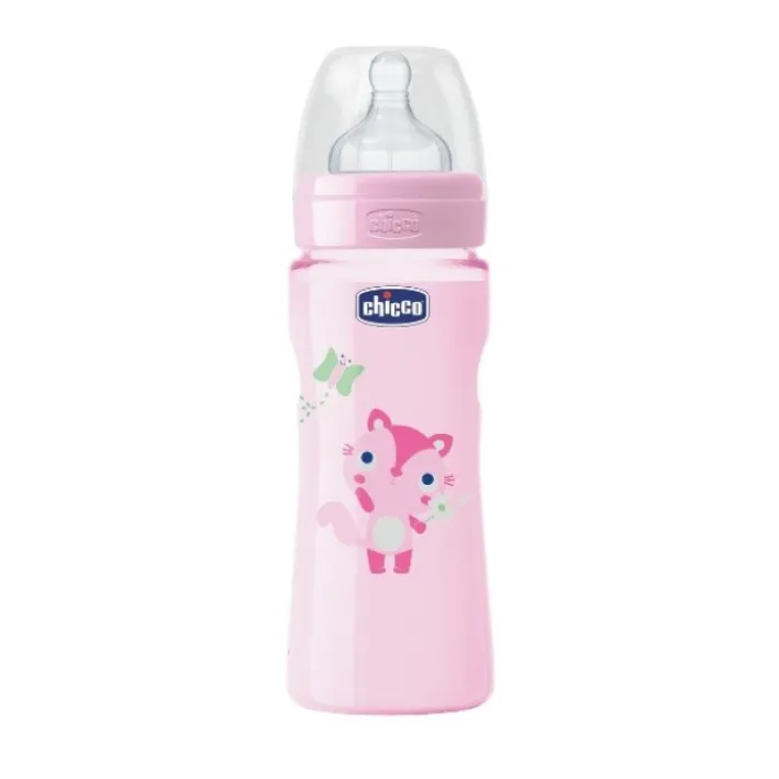 Chicco Biberon Well Being Colorato Polipropilene Girl 330 ml + 4m