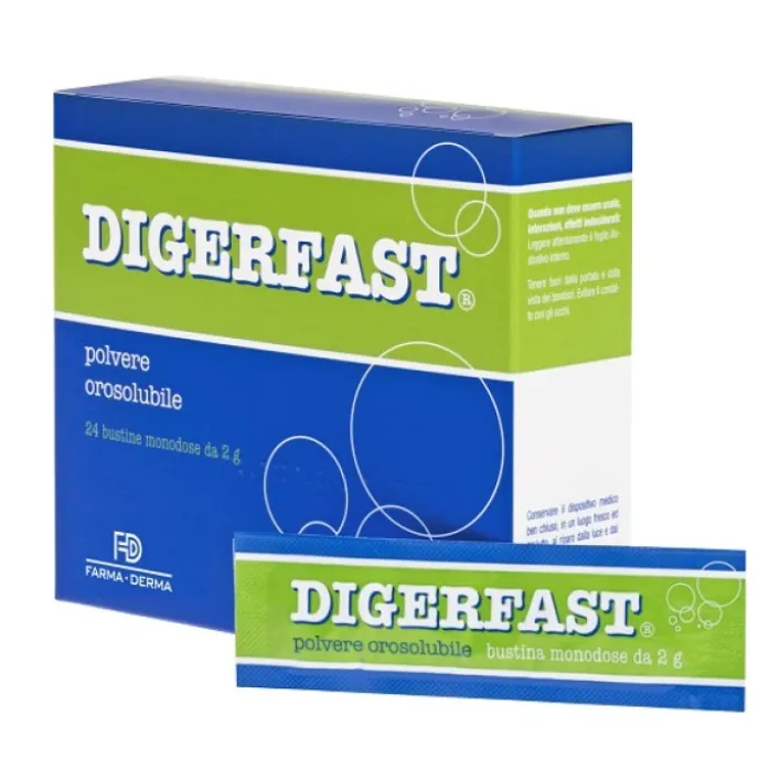 Digerfast Polvere Orosolubile 24 Bustine- Integratore Disturbi Gastrointestinali e Senso di Pesantezza
