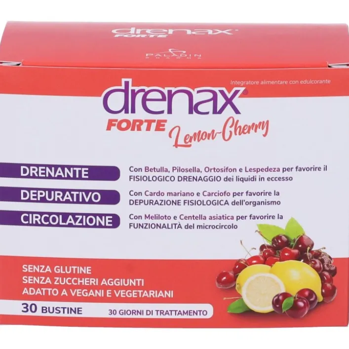 Drenax Forte Lemon Cherry 30 Bustine - Integratore Drenante e Depurativo