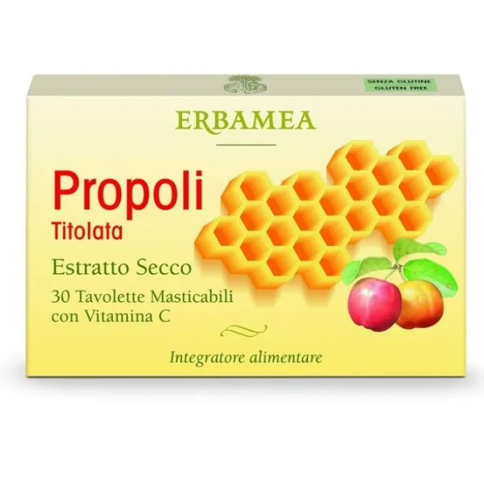 Erbamea Propoli Titolata 30 Tavolette Masticabili - Integratore Alimentare