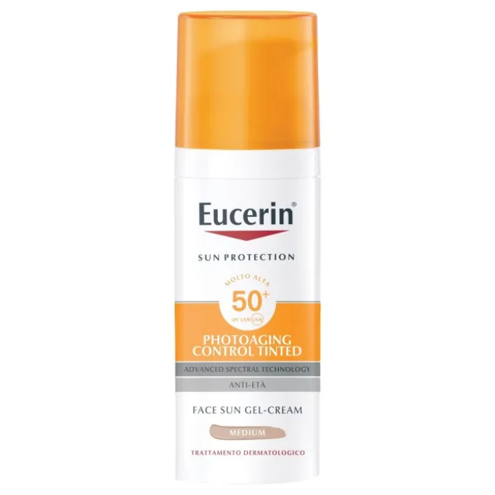 Eucerin Sun Photoaging Control Tinted Gel Crema Trattamento Dermatologico SPF 50+ Medium 50 ml