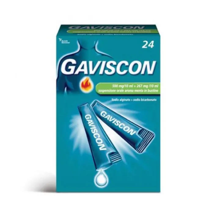 Gaviscon Sospensione Orale Aroma Menta 500 mg + 267 mg 24 Buste