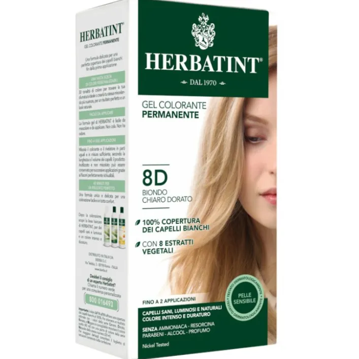 Herbatint Tintura per Capelli Gel Permanente 8D Biondo Chiaro Dorato 150 ml