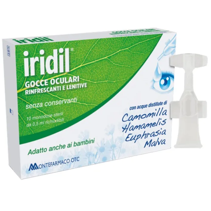 Iridil Gocce Oculari Rinfrescanti e Lenitive 10 Flaconcini Monodose da 0,5 ml