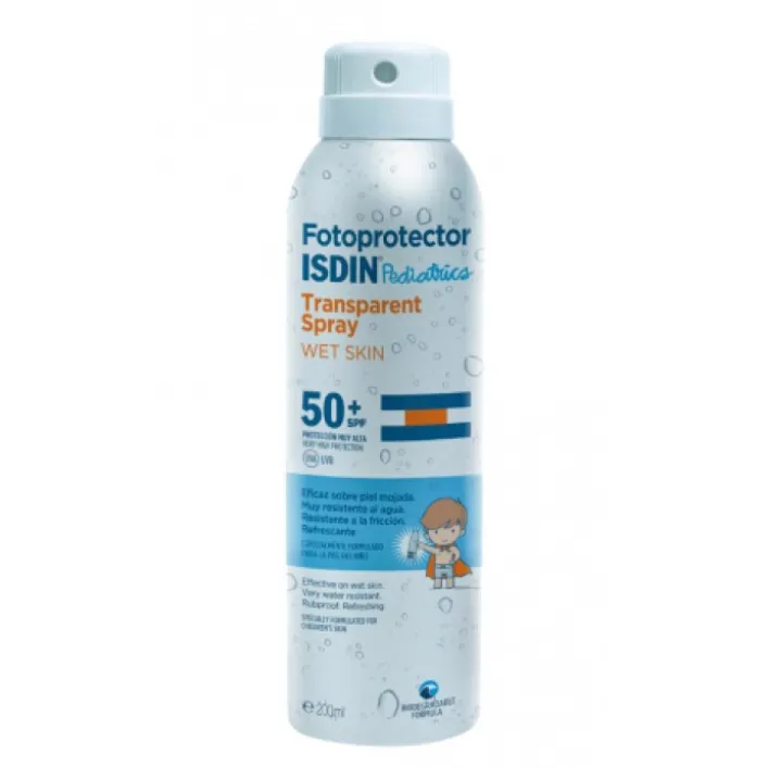 Isdin Fotoprotector Spray Solare Trasparente Wet Skin Pediatrics SPF 50+ Protezione Bambini 250 ml