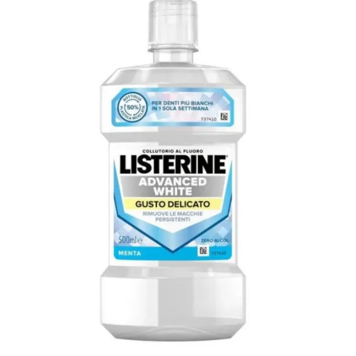 Listerine Advanced White Delicato Collutorio Zero Alcol 500 ml