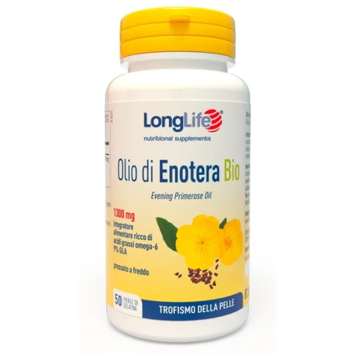 Longlife Olio di Enotera Bio 50 Perle - Integratore Trofismo Cutaneo