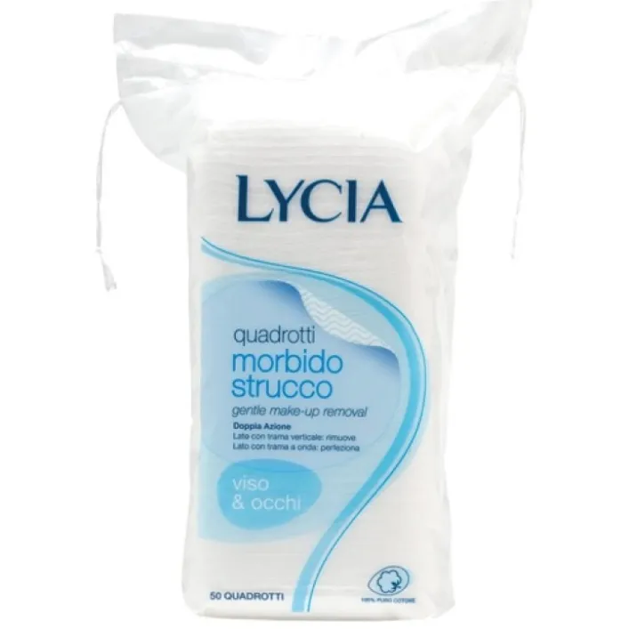 Lycia Quadrotti Morbidi Struccanti 100% in Cotone 50 Pezzi