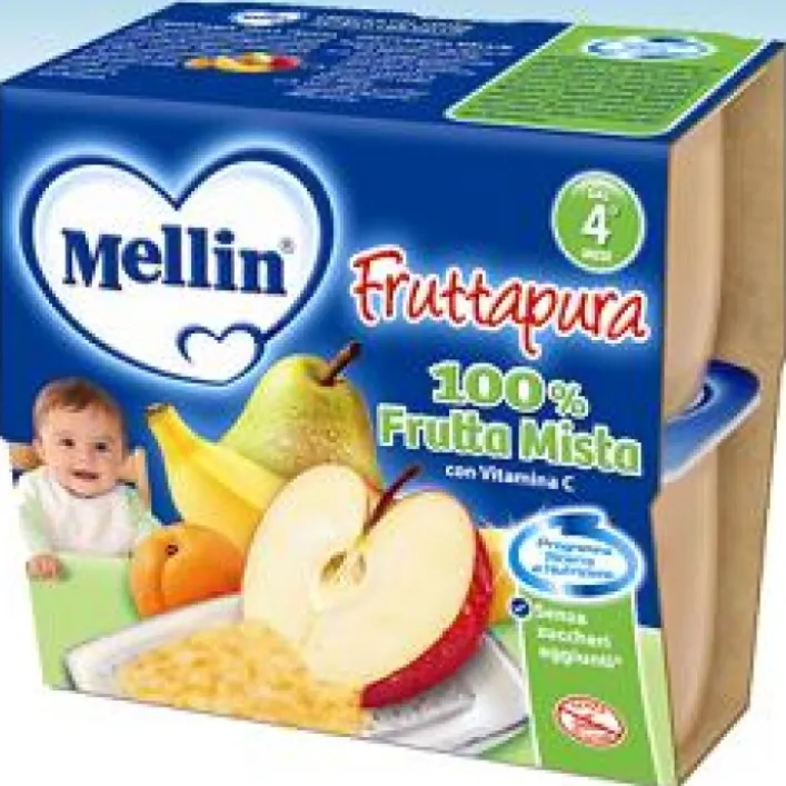 Mellin Frutta Pura Frutta Mista 4 x 100 grammi