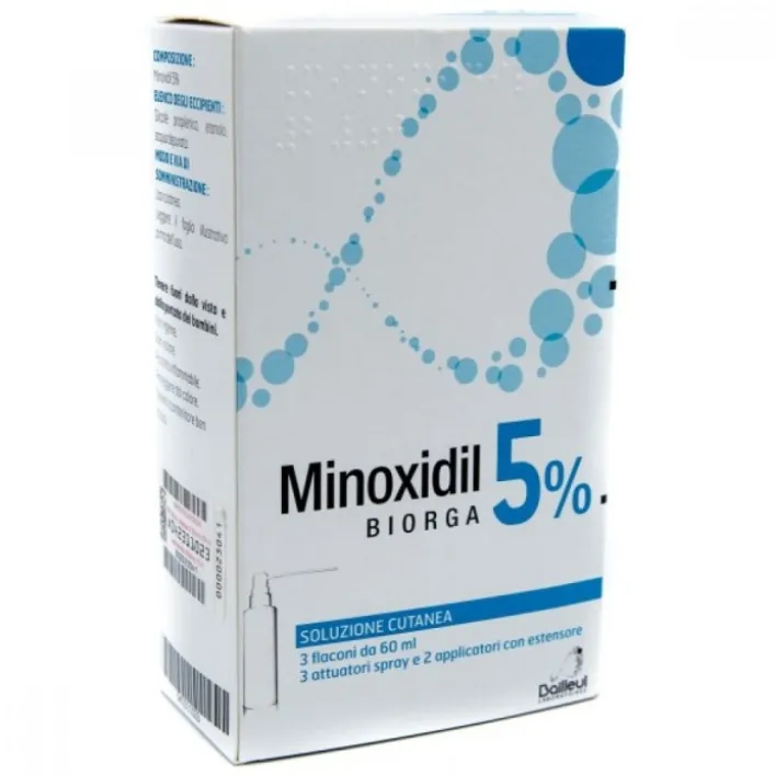 Minoxidil 5% Biorga Soluzione Cutanea 3 Flaconcini