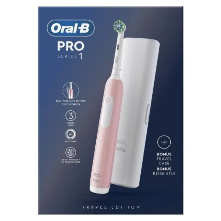 Oral-B Pro 1 Rosa Spazzolino Elettrico con Custodia da Viaggio