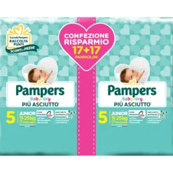 Pampers Baby Dry Junior Pannolini Taglia 5 da 11 - 25 kg 34 pezzi