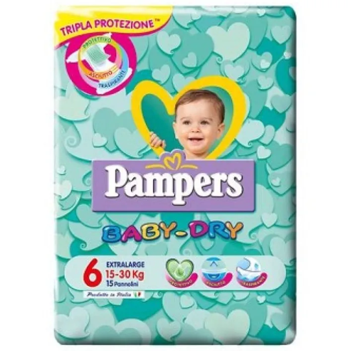 Pampers Baby Dry XL Pannolini Taglia 6 da 15 - 30 kg 15 pezzi