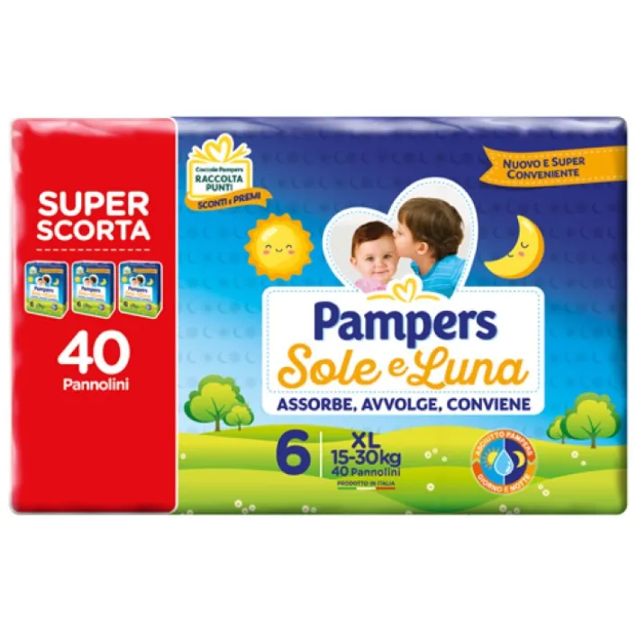 Pampers Sole & Luna Trio Extralarge Misura 6 40 pezzi