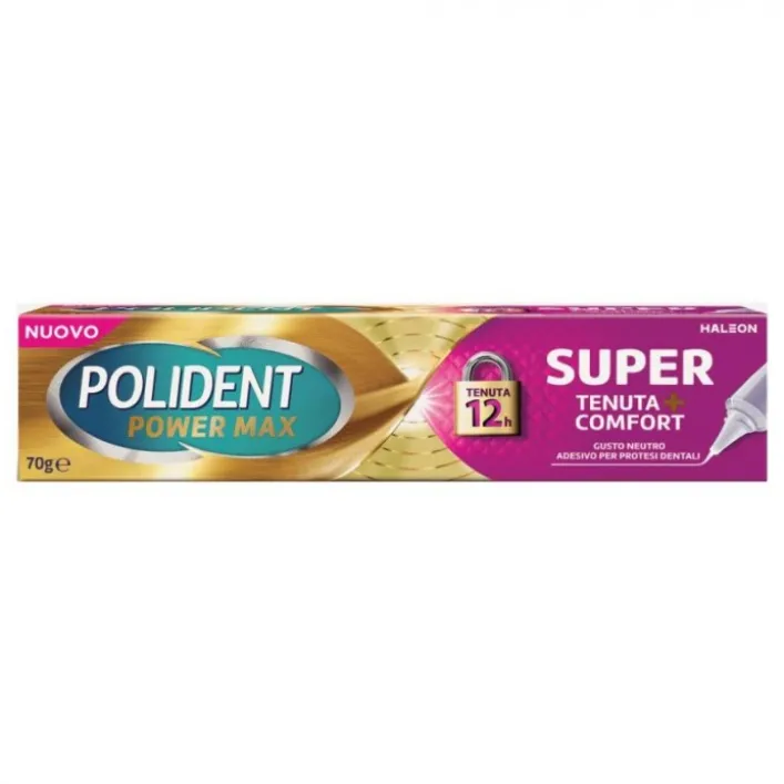 Polident Power Max Super Tenuta e Comfort Crema Adesiva per protesi dentarie 70 grammi