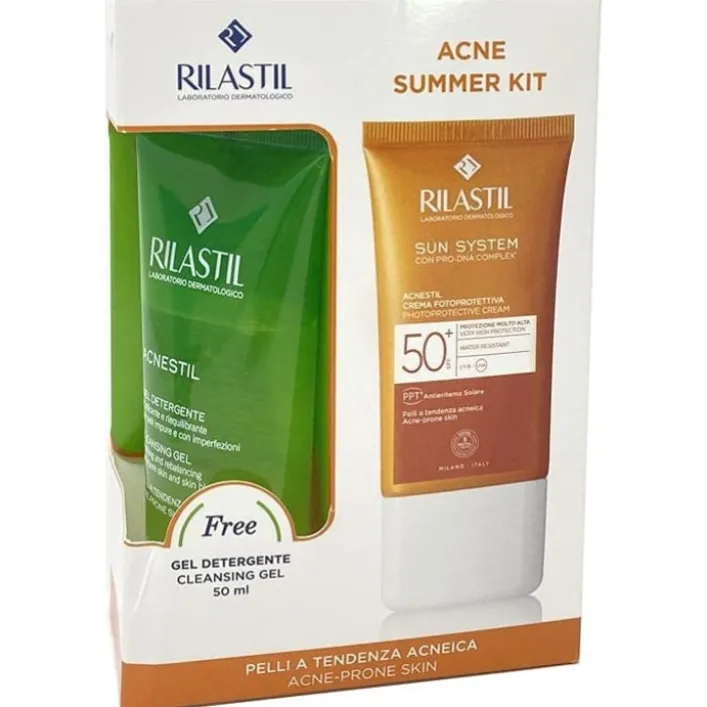 Rilastil Kit Sun System Acnestil SPF 50+ Crema 40 ml + Gel Detergente Purificante da 50 ml