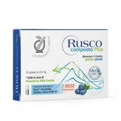 Rusco Composto Plus 30 Capsule - Integratore per Gambe Stanche e Pesanti