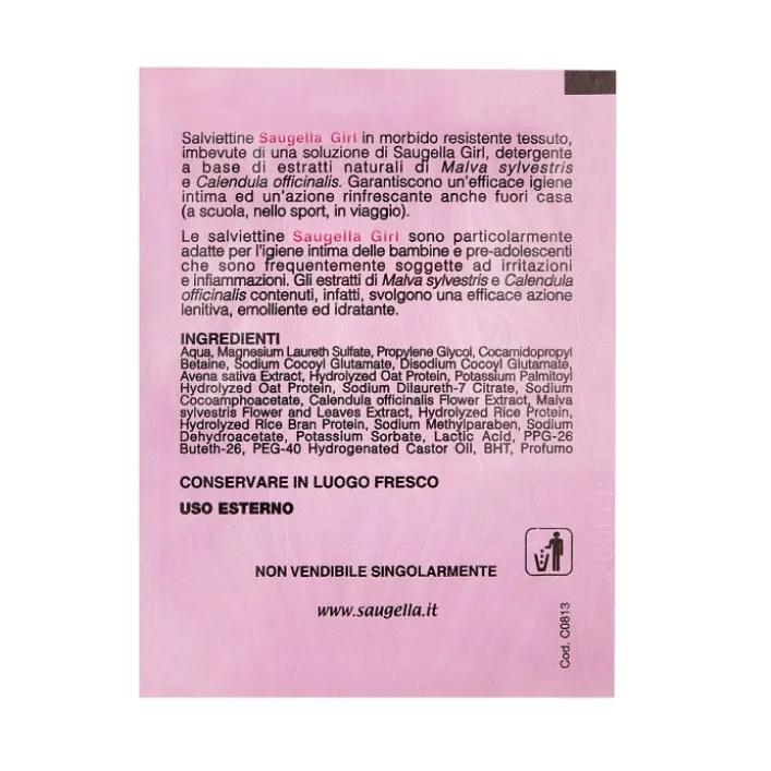 Saugella Girl Salviettine Intime 4-12 anni 10 Pezzi