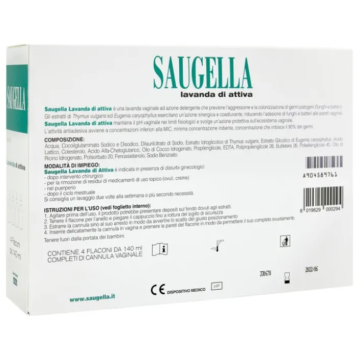 Saugella Lavanda Vaginale 4 Flaconcini 140 ml