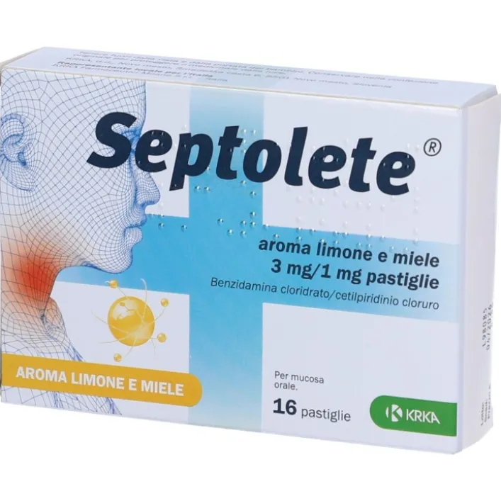Septolete Limone e Miele Antisettico 16 pastiglie