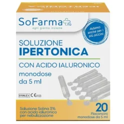 SoFarma+ Soluzione Ipertonica 3% con Acido Ialuronico 20 Flaconcini 5 ml - Dispositivo Medico