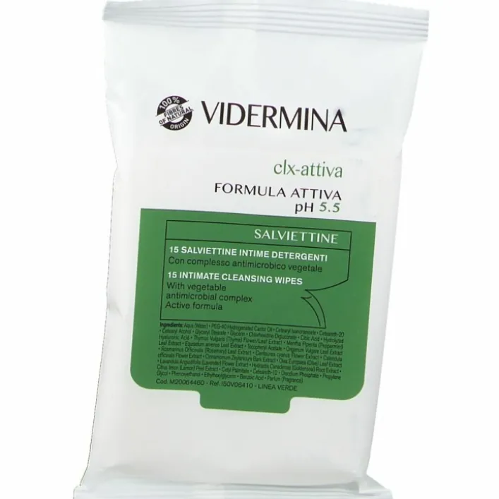 Vidermina Clx Attiva 15 Salviettine Detergenti Antimicrobiche