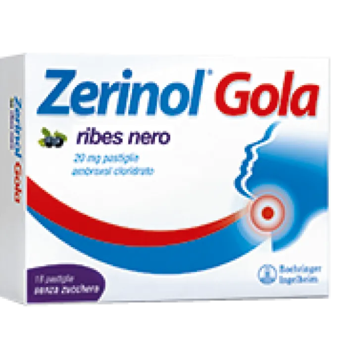 Zerinol Gola Ribes Nero 20 mg Ambroxolo Cloridrato 18 Pastiglie