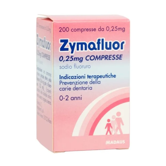 Zymafluor 0,25 mg Sodio Fluoruro Prevenzione Carie 200 Compresse